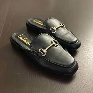 Black slide on loafers